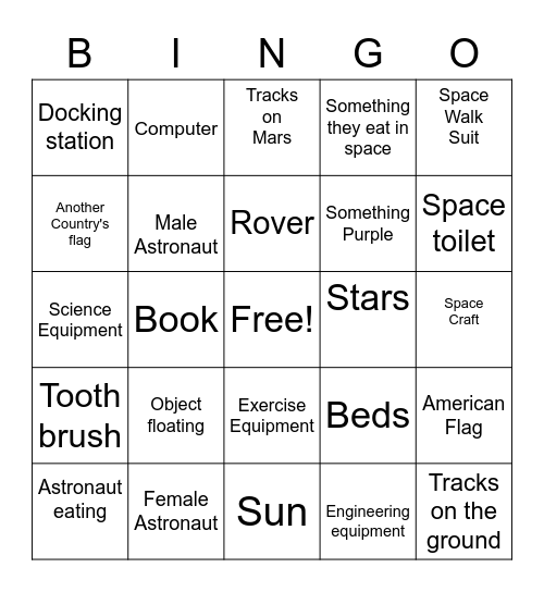 Space Bingo Card