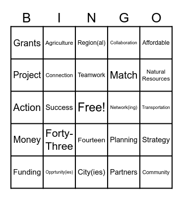 Region 10 Kick Off Meeting Bingo Card