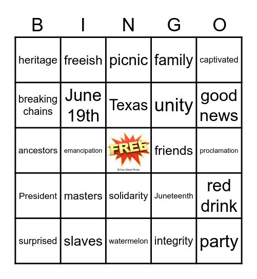 Juneteenth Bingo Card