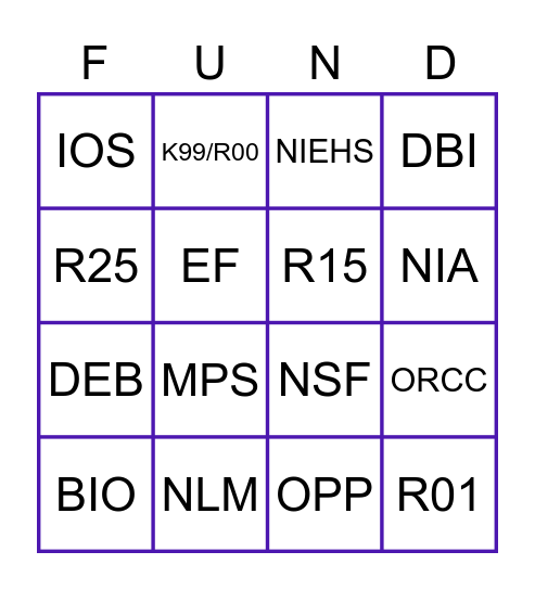 FUND Bingo Card