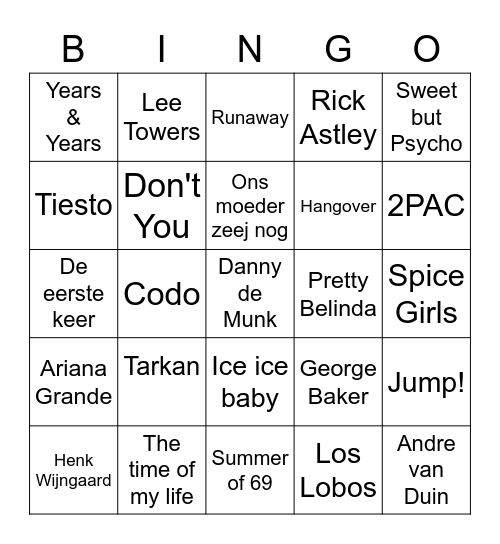 TT BBQ Muziek Bingo 2023 Bingo Card