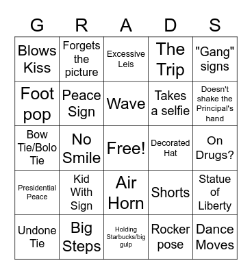 Graduation Bingo Card