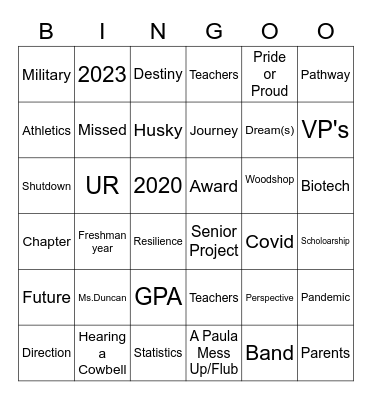 Graduation Bingo (Gradingo) - 2023 Bingo Card