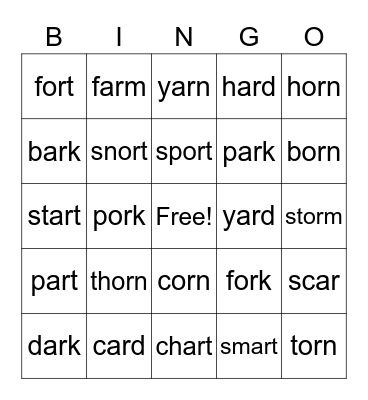 8.1 - Ar/Or Bingo Card