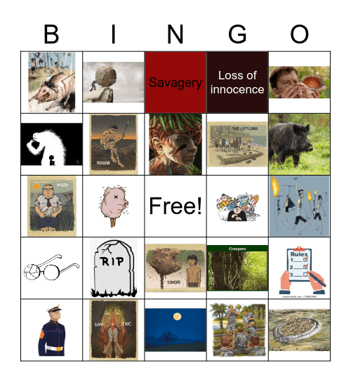 Lord of the Flies Bingo Card