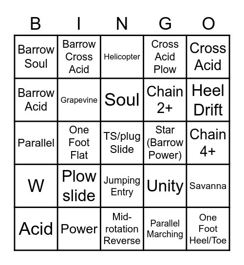 Roller Skate Sliding Bingo Card