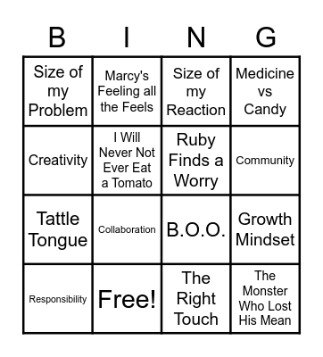 1st Grade Bingo Card
