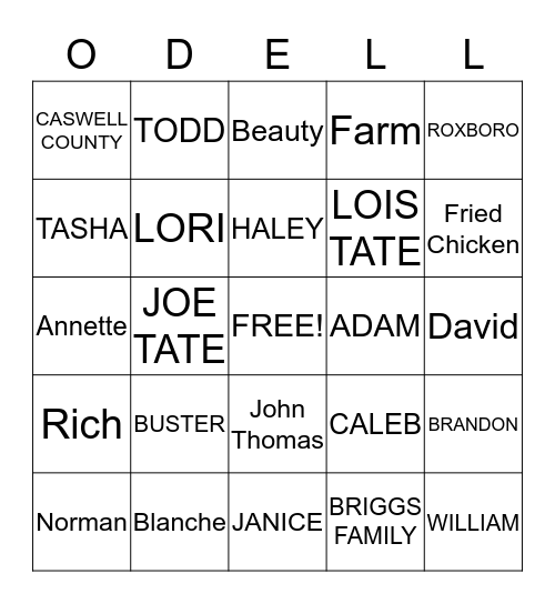 Odell Birthday Bingo Card