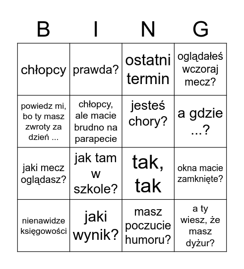 Pieprzyk Bingo Card