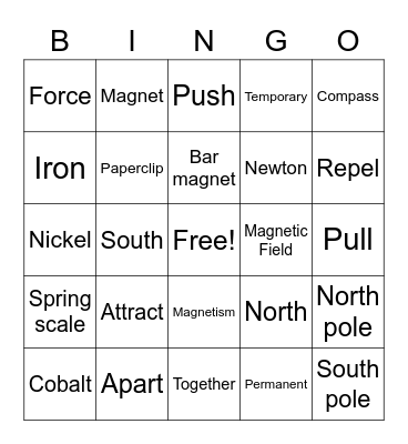 Magnets Bingo Card