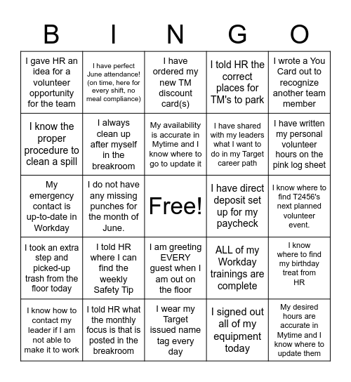 OTSEGO TARGET Bingo Card