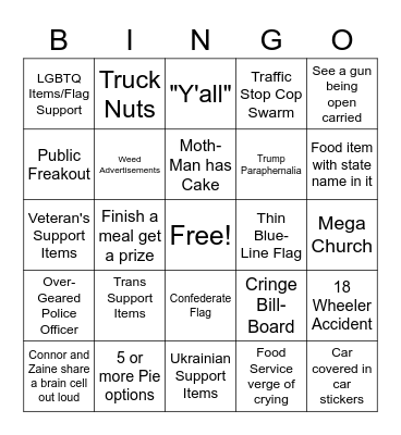 American Bingo Card