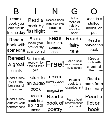 February Reading Challenge Bingo!! Bingo Card
