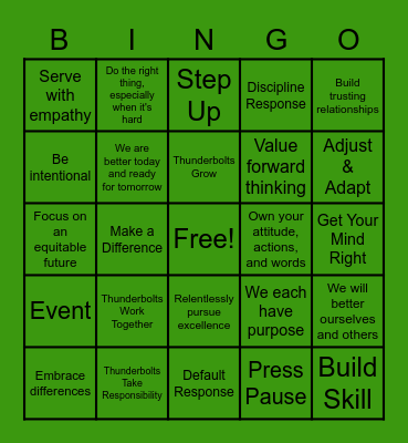 Northmont Culture BINGO Card