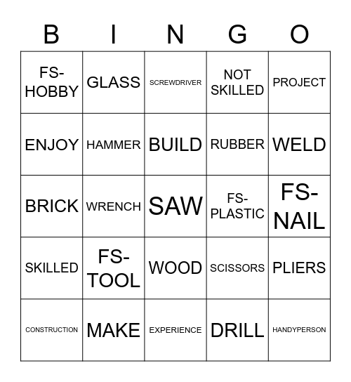 TOOLS Bingo Card