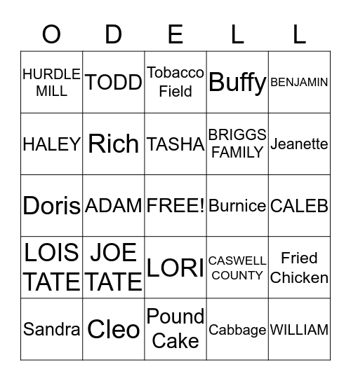 Odell Birthday Bingo Card