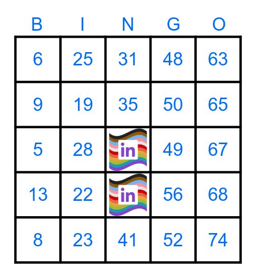 Out@In Pride Bingo Card