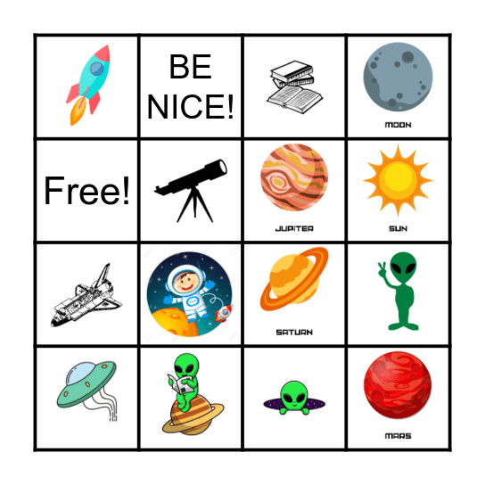 Space Bingo Card
