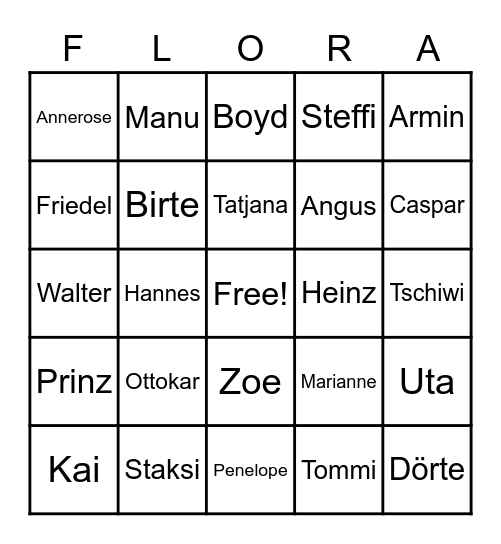 Nöli Crossing Bewohner Bingo Card