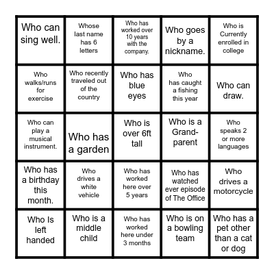 NHC Employee ......... Bingo Card