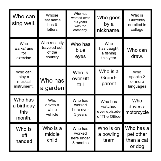 NHC Employee ......... Bingo Card