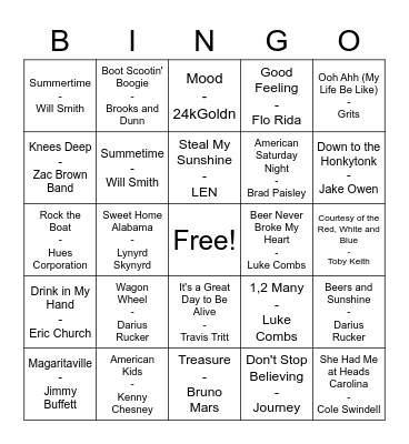 Memorial Day Mix Bingo Card