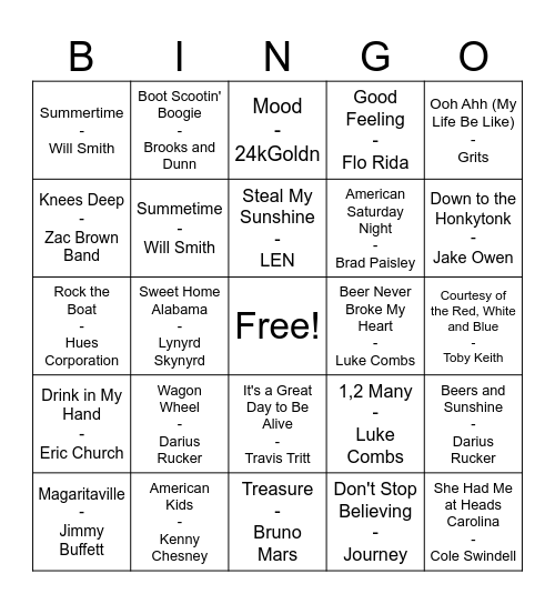 Summer's Calling Bingo Card