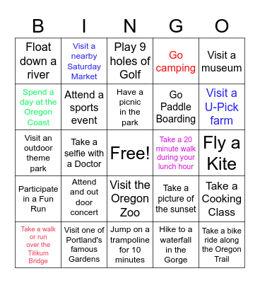EP Summer Bingo Card