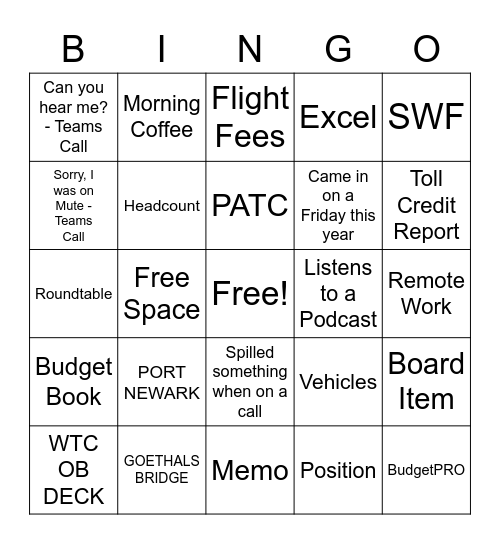 MBD Bingo Game 1 Bingo Card