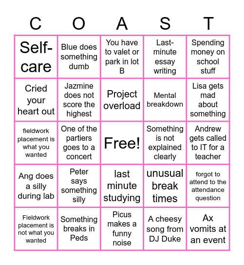 Tri 4 Bingo Card