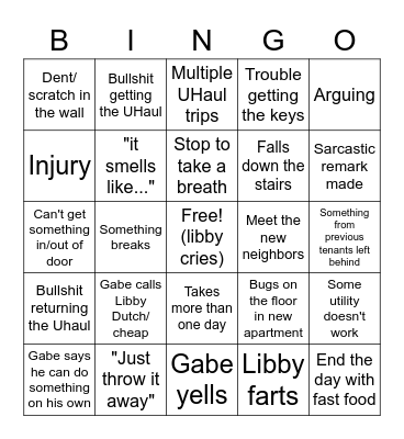 Moving Bingo Card
