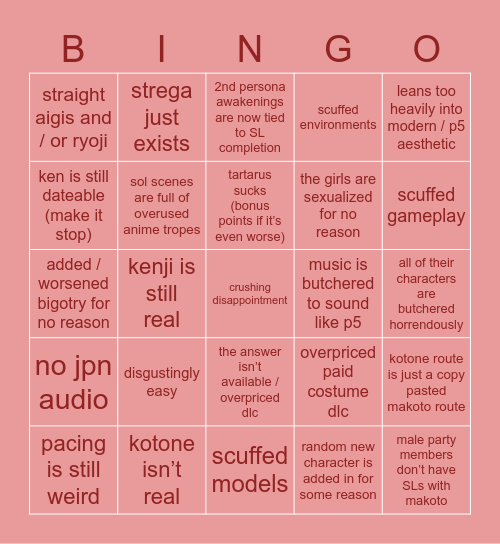 again dod this for mgself help girl Bingo Card