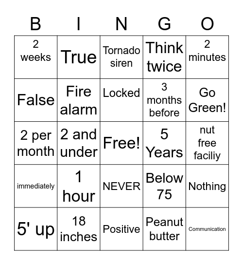CNI 207 Bingo Card