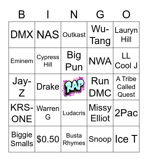 RAP LEGENDS Bingo Card