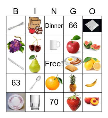 Fruit and Utensils Bingo Card