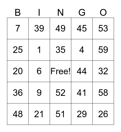Friendship Day Bingo Card
