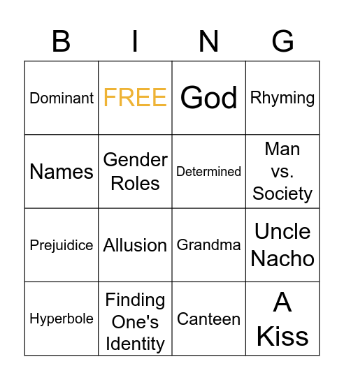 The House on Mango Stret Bingo Card