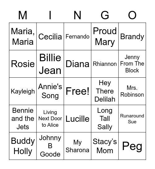 Names in Titles 1 Bingo Card