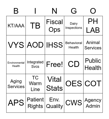 HHSA GONE HOLLYWOOD Bingo Card