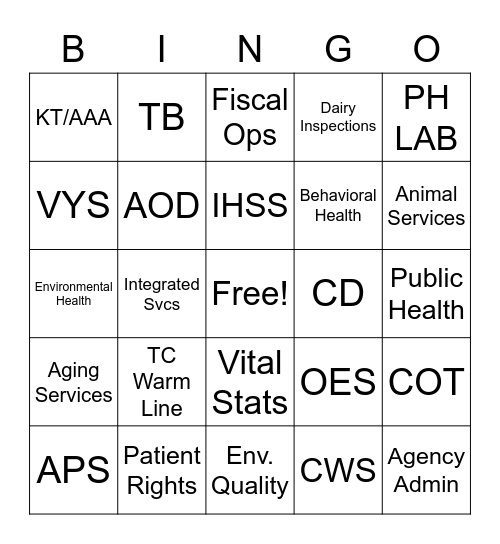 HHSA GONE HOLLYWOOD Bingo Card