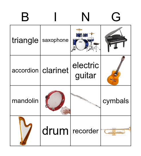 Strumenti musicali Bingo Card