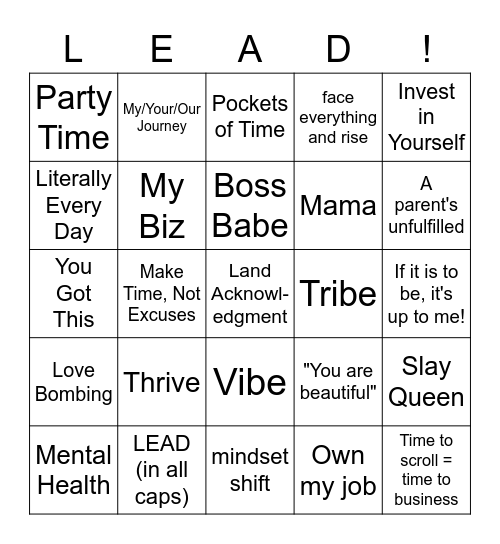 It's Time to Mompreneur!! Bingo Card