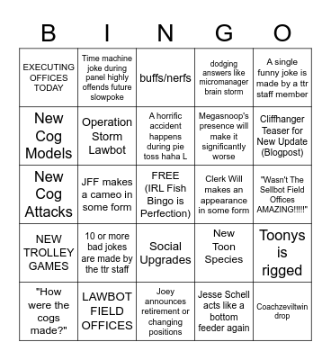 TOONFEST PREDICTIONS Bingo Card