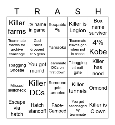 Ultimate DBD Bingo Card