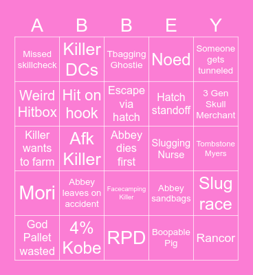 DBD BINGO Card