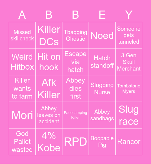 DBD BINGO Card