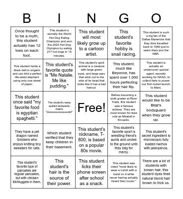 Mrs. B Bingo Card