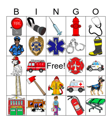 Police, Fire, EMS Bingo Card