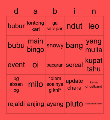 Ψ(｀▽´)Ψ Bingo Card