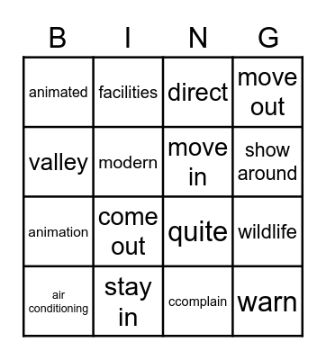 Vocabulary bingo! Bingo Card